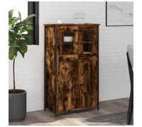 Highboard 62x32x106.5cm Smoked Oak Engineered Wood 4-Door Storage Cabinet Indoor