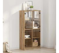 Highboard 68x37x142 cm Artisan Oak Engineered Wood 4 Door PVC Front Matte Finish