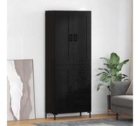 Highboard 69.5x34x180 cm Black Oak Engineered Wood 4-Door Buffet Cabinet Large