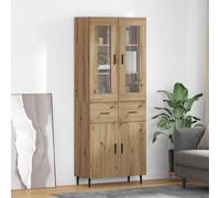 Highboard 69.5x34x180cm Artisan Oak Engineered Wood 2 Drawer With Tapered Legs.