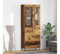 Highboard 69.5x34x180cm Old Wood Engineered Wood 3 Drawers Tapered Legs PlusTop