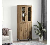 Highboard 69.5x34x180cm Old Wood Engineered Wood 4 Door Modern Storage Cabinet.