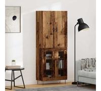Highboard 69.5x34x180cm Old Wood Engineered Wood & Glass 4 Door Storage Modern