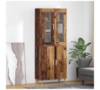 Highboard 69.5x34x180cm Old Wood Engineered Wood & Glass 4-Door Storage Unit Top