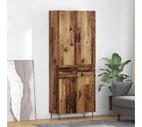 Highboard 69.5x34x180cm Old Wood Engineered Wood & Glass Storage Cabinet Drawer