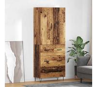 Highboard 69.5x34x180cm Old Wood Engineered Wood & Glass Storage Cabinet Drawer