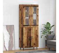 Highboard 69.5x34x180cm Old Wood Engineered Wood Tapered Iron Legs Storage Doors