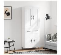 Highboard 69.5x34x180cm White Engineered Wood 3-Door 1-Drawer Slim Hairpin Legs