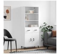 Highboard 69.5x34x180cm White Engineered Wood Minimalist Tall 2-Drawers 2-Doors