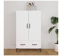 Highboard 70x31x115 cm White Engineered Wood & Iron Slim Storage Cabinet Hallway