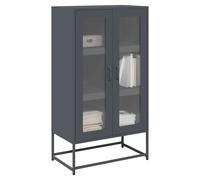 Highboard Anthracite 68x39x123 cm Cold-Rolled Steel 6 Compartments 2 Doors Slim