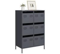 Highboard Anthracite Cold-Rolled Steel 68x39x101.5 cm 6-Drawer Storage Slim Unit