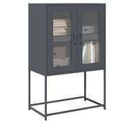 Highboard Anthracite Cold-Rolled Steel 68x39x107cm 4-Compartment 2-Door Cabinet