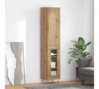 Highboard Artisan Oak 34.5x34x180cm Engineered Wood 2 Door Gold Handles w/legs.