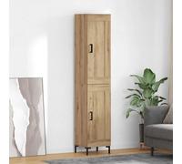 Highboard Artisan Oak 34.5x34x180cm Engineered Wood 2 Doors Metal Legs & Storage