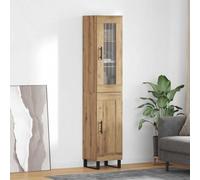 Highboard Artisan Oak 34.5x34x180cm Engineered Wood Black Legs 2-Doors Stylish