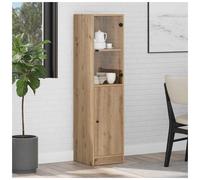 vidaXL 2 Door Artisan Oak Tall Slim Highboard - Size: 225 x 42.5 x 30cm - Brown - Wilko