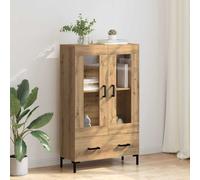 Highboard Artisan Oak 69.5x31x115cm Engineered Wood 2 Door 1 Drawer Black Legs.