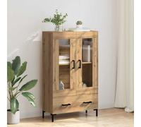 Highboard Artisan Oak 69.5x31x115cm Engineered Wood 2 Door 1 Drawer Black Legs.