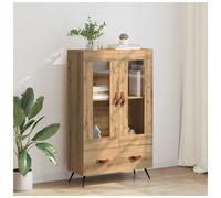 Highboard Artisan Oak 69.5x31x115cm Engineered Wood & Glass 2-Door Drawer Slim.