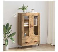 Highboard Artisan Oak 69.5x31x115cm Engineered Wood & Glass 2-Door Drawer Slim.
