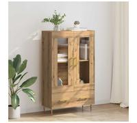 Highboard Artisan oak 69.5x31x115cm Engineered wood & glass 2-door with drawer.