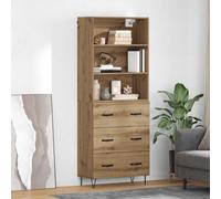 Highboard Artisan Oak 69.5x32.5x180cm Engineered Wood 3 Drawer Storage Versatile