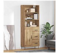 Highboard Artisan Oak 69.5x32.5x180cm Engineered Wood 3 Drawers Hairpin LegsPlus