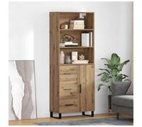 Highboard Artisan Oak 69.5x34x180cm Engineered Wood 1 Drawer 1 Door Black Legs.