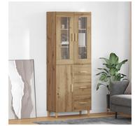 Highboard Artisan Oak 69.5x34x180cm Engineered Wood 3-Door 1-Drawer Slim Storage