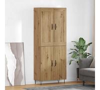 Highboard Artisan Oak 69.5x34x180cm Engineered Wood Hinge Doors Modern Storage.