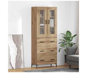 Highboard Artisan Oak 69.5x34x180cm Engineered Wood Wall-Mount 2 Doors 1 Drawer