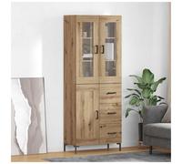 Highboard Artisan Oak 69.5x34x180cm Engineered Wood Wall-Mount 2 Doors Drawers.
