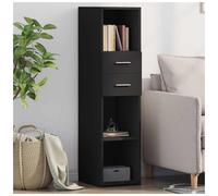 Highboard Black 30x42.5x124cm Engineered Wood Slim Storage Cabinet Modern Simple