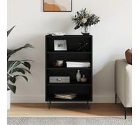 Highboard Black 57x35x90cm Engineered Wood & Iron Metal Feet Storage SlimCabinet