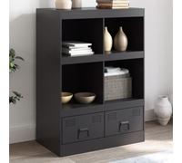 Highboard Black 67x39x95 cm Cold-Rolled Steel 4 Shelves 2 Drawers w/2 handles US