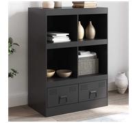 Highboard Black Cold-Rolled Steel 67x39x95 cm 4 Shelves 2 Drawers Modern Urban