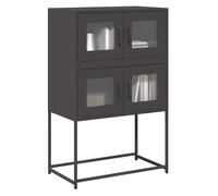 Highboard Black Cold-Rolled Steel 68x39x107 cm 4-Compartment Storage Cabinet New