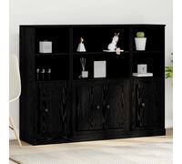 Highboard Black Oak 132x35.5x103.5cm Engineered Wood Large Storage Unit 3-Doors