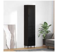 vidaXL Single Door 3 Drawer Black Oak Highboard with Metal Legs - Size: 180 x 34.5 x 34cm - Wilko