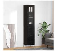 Highboard Black Oak 34.5x34x180cm Engineered Wood 1 Drawer 1 Door Modern Storage