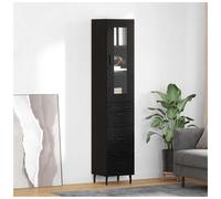 Highboard Black Oak 34.5x34x180cm Engineered Wood 1 Drawer 1 Door Modern Sturdy