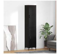 vidaXL 2 Door 6 Shelf Black Oak Highboard with Metal Legs - Size: 180 x 34.5 x 34cm - Wilko