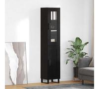 vidaXL 2 Door Black Tall Slim Highboard - Size: 45.5 x 80 x 40cm - Wilko