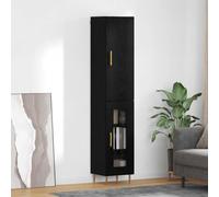 Highboard Black Oak 34.5x34x180cm Engineered Wood 2-Door Tall Storage Modern XL