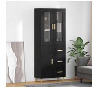 Highboard Black Oak 34.5x34x180cm Engineered Wood 3-Door Drawer Storage Elegant