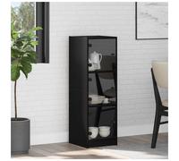 vidaXL Single Glass Door 3 Shelf Black Highboard - Size: 109 x 35 x 37cm - Wilko