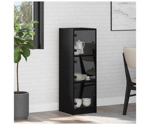 Highboard Black Oak 35x37x109cm Engineered Wood 3-Door Rustic Display for Living