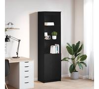 Highboard black oak 50x35x180 cm engineered wood tall storage cabinet 5 shelves.