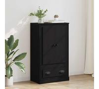 Highboard Black Oak 60x35.5x103.5cm Engineered Wood 2 Door 1 Drawer Storage Slim